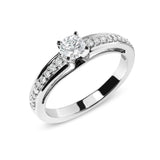 14K White Gold 1/2 Cttw Diamond Solitaire Pave Set Engagement Ring (G-H Color, VS2-SI1 Clarity) - Size 7-3 thumbnail 4