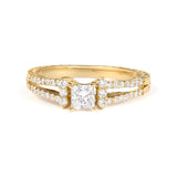 14K Yellow Gold Diamond 5/8 Cttw Princess Diamond Split Shank and Milgrain Engagement Ring (G-H Color, VS2-SI1 Clarity) - Size 7-3 thumbnail 4