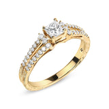 14K Yellow Gold Diamond 5/8 Cttw Princess Diamond Split Shank and Milgrain Engagement Ring (G-H Color, VS2-SI1 Clarity) - Size 7-1 thumbnail 2