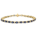 18K Yellow Gold 3/4 Cttw Diamond and 5 1/3 Cttw Oval Blue Sapphire Alternating Link Bracelet (G-H Color, VS1-VS2 Clarity)  - 7.25" Inches-0