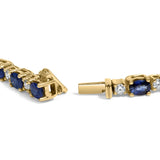 18K Yellow Gold 3/4 Cttw Diamond and 5 1/3 Cttw Oval Blue Sapphire Alternating Link Bracelet (G-H Color, VS1-VS2 Clarity)  - 7.25