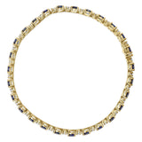 18K Yellow Gold 3/4 Cttw Diamond and 5 1/3 Cttw Oval Blue Sapphire Alternating Link Bracelet (G-H Color, VS1-VS2 Clarity)  - 7.25