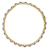 18K Yellow Gold 3/4 Cttw Diamond and 5 1/3 Cttw Oval Blue Sapphire Alternating Link Bracelet (G-H Color, VS1-VS2 Clarity)  - 7.25