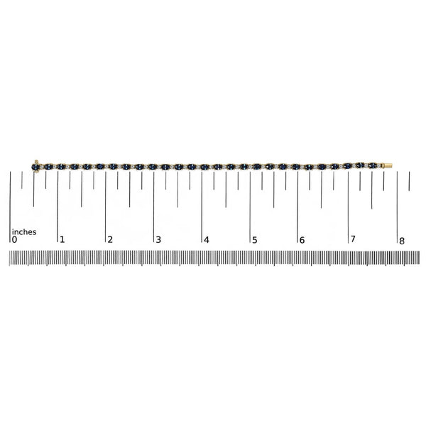 18K Yellow Gold 3/4 Cttw Diamond and 5 1/3 Cttw Oval Blue Sapphire Alternating Link Bracelet (G-H Color, VS1-VS2 Clarity)  - 7.25