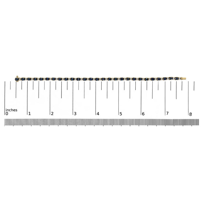 18K Yellow Gold 3/4 Cttw Diamond and 5 1/3 Cttw Oval Blue Sapphire Alternating Link Bracelet (G-H Color, VS1-VS2 Clarity)  - 7.25