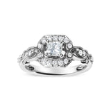 14K White Gold Diamond 3/4 Cttw Diamond Halo Style and Woven Shank Engagement Ring (G-H Color, VS2-SI1 Clarity) - Size 7-1 thumbnail 2