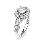 14K White Gold Diamond 3/4 Cttw Diamond Halo Style and Woven Shank Engagement Ring (G-H Color, VS2-SI1 Clarity) - Size 7-3 thumbnail 4