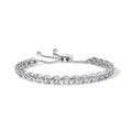 14K white gold bolo tennis bracelet with round diamond stones