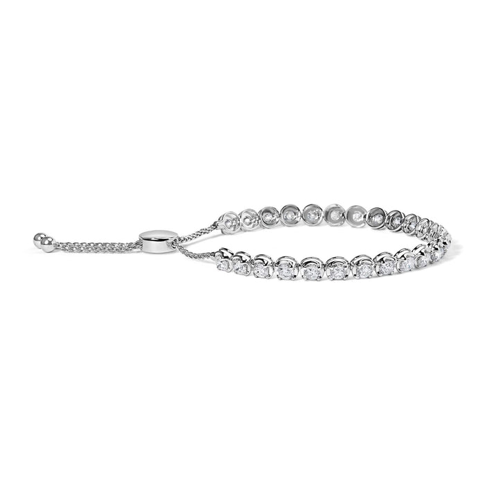14K White Gold 6.00 Cttw Diamond 4”-10” Adjustable Bolo Tennis Bracelet (I-J Color, I1-I2 Clarity)