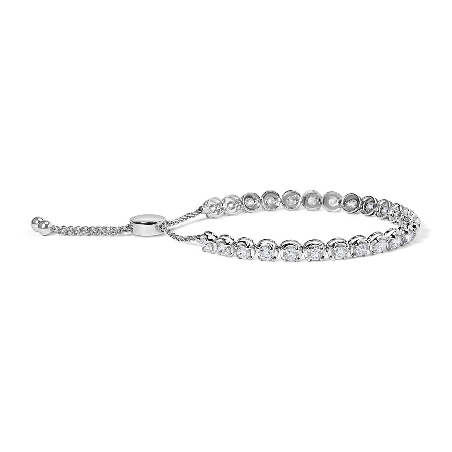 14K White Gold 6.00 Cttw Diamond 4”-10” Adjustable Bolo Tennis Bracelet (I-J Color, I1-I2 Clarity)