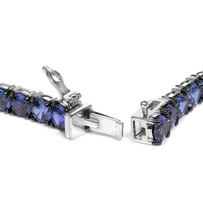 Men's .925 Sterling Silver Created Blue Sapphire Tennis Bracelet - 8.5