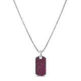 Men's .925 Sterling Silver Created Red Ruby Dog Tag Pendant Necklace - 22