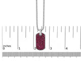 Men's .925 Sterling Silver Created Red Ruby Dog Tag Pendant Necklace - 22