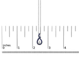 .925 Sterling Silver Created Blue and White Sapphire Teardrop Shaped Pendant Necklace - 18