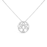 925 sterling silver Tree of Life necklace with bead-set diamond accents thumbnail 1