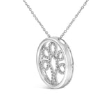 .925 Sterling Silver 1/10 Cttw Diamond Tree of Life Pendant Necklace (I-J Color, I3 Clarity)-3 thumbnail 4