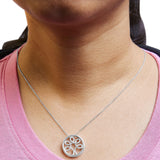 .925 Sterling Silver 1/10 Cttw Diamond Tree of Life Pendant Necklace (I-J Color, I3 Clarity)-2 thumbnail 3