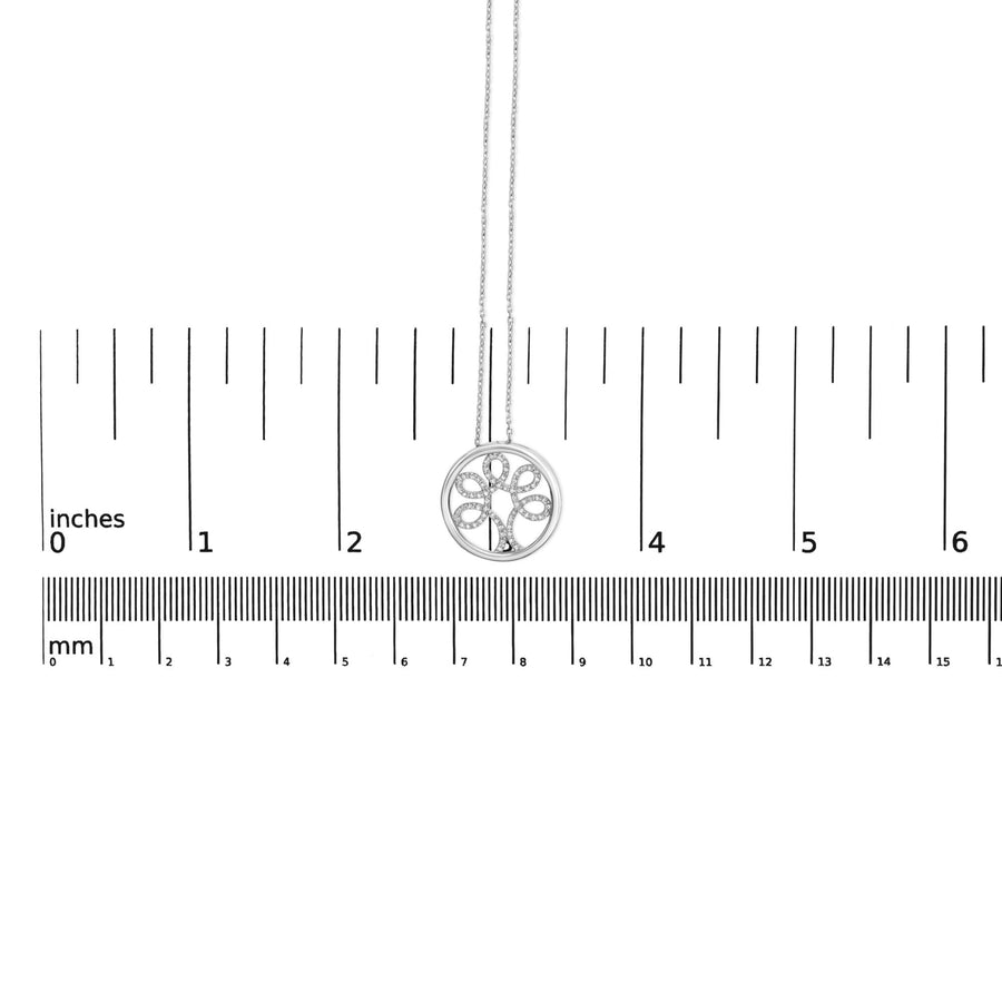 .925 Sterling Silver 1/10 Cttw Diamond Tree of Life Pendant Necklace (I-J Color, I3 Clarity)
