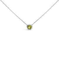 .925 Sterling Silver 7MM Bezel Set Created Gemstone Pendant Necklace - 18