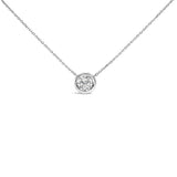 .925 Sterling Silver 7MM Bezel Set Created Gemstone Pendant Necklace - 18