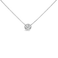 .925 Sterling Silver 7MM Bezel Set Created Gemstone Pendant Necklace - 18
