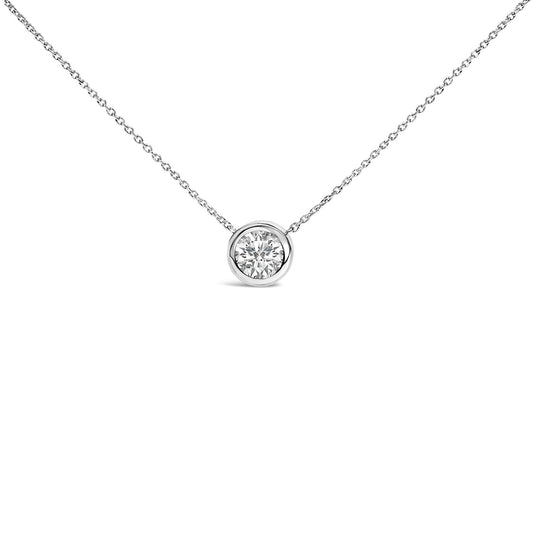 .925 Sterling Silver 7MM Bezel Set Created Gemstone Pendant Necklace - 18" Inches-0