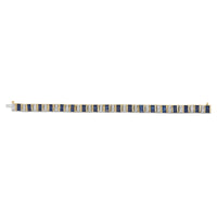14K Yellow Gold 2/5 Cttw Diamond & 8.0 Cttw Baguette Cut Blue Sapphire Alternating Link Bracelet (G-H Color, VS1-VS2 Clarity) - 7