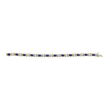 14K Yellow Gold 1.00 Cttw Alternating  Diamond and 6 1/2 Cttw Oval Blue Sapphire Link Bracelet (H-I Color, SI1-SI2 Clarity) - 7" Inches-2
