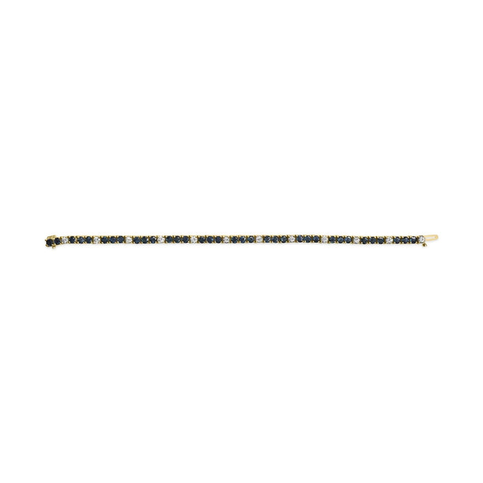 18K Yellow Gold Alternating 1 1/5 Cttw Diamond and 3X3 MM Blue Sapphire Tennis Bracelet (G-H Color, VS1-VS2 Clarity) - 7