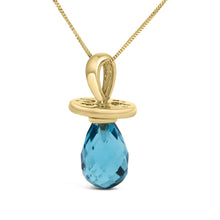 14K Yellow Gold and Blue Quartz Pacifier Pendant Necklace - 18" Inches-2
