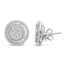 14K Gold 1 3/8 Cttw Diamond Cluster and Double Halo Stud Earring (G-H Color, SI1-SI2 Clarity)-2