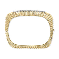 14K Yellow Gold 1 1/4 Cttw Diamond Ribbed Rounded Rectangle Bangle Bracelet (G-H Color, VS2-SI1 Clarity) - 7.75