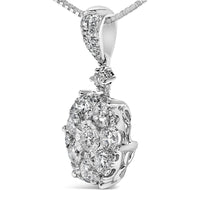 14K White Gold 1 1/5 Cttw Diamond Composite Cluster Pendant Necklace (F-G Color, VS2-SI1 Clarity) - 18