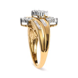 10K Two-Toned 1/2 Cttw Round And Baguette-Cut Composite Pear Head Diamond Ring (H-I Color, I2-I3 Clarity)-2 thumbnail 3