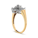 10K Yellow Gold 1/4 Cttw Round and Baguette cut Diamond Heart Shape Ballerina Ring (H-I Color, I1-I2 Clarity)-2 thumbnail 3