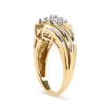 10K Yellow Gold 1/2 Cttw Round And Baguette-cut Diamond Cluster Head and Channel Set Shank Ring (H-I Color, I1-I2 Clarity)-2 thumbnail 3