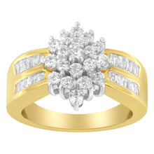 10K Yellow Gold 1.0 Cttw Marquise Composite Diamond Cluster Cocktail Ring (H-I Color, SI2-I1 Clarity)-2