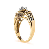 10K Yellow Gold 1/2 Cttw Round and Baguette Diamond Flower Swirl Cocktail Ring (I-J Color, SI2-I1 Clarity)-2 thumbnail 3