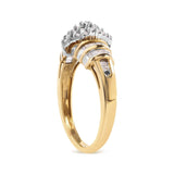 10K Yellow Gold 1/2 Cttw Diamond Pear Shaped Head and Multi Row Channel Set  Shank Ring (H-I Color, SI2-I1 Clarity)-2 thumbnail 3