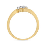 10K Yellow Gold over .925 Sterling Silver 1/10 Cttw Diamond Three-Stone Bypass Fashion Cocktail Ring ( I-J Color, I2-I3 Clarity)-2 thumbnail 3