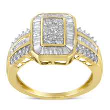 10K Yellow Gold Round and Baguette-Cut Diamond Cocktail Ring (1.0 Cttw, H-I Color, SI2-I1 Clarity)-2