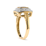 10K Yellow Gold 1/2 cttw Round and Princess Diamond Composite Head and Halo Ring (H-I Color, SI1-SI2 Clarity)-2 thumbnail 3