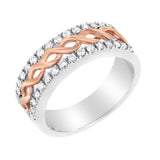 10K White and Rose Gold 1/3 Cttw Diamond Split Shank and Infinity Ribbon Band Ring (I-J Color, I1-I2 Clarity)-2 thumbnail 3
