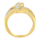 10K Yellow Gold 3/4 Cttw Channel Set Round and Baguette-cut Diamond Double Shank Bypass Ring (J-K Color, I1-I2 Clarity)-2 thumbnail 3