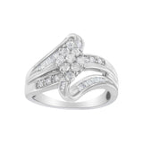 10K White Gold 1/2 cttw Diamond Cluster Ring (H-I Clarity, I2-I3 Color)-2 thumbnail 3