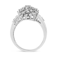 10K White Gold 1/2 Cttw Round and Baguette-Cut 