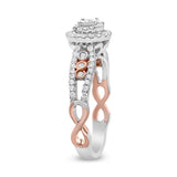14K Rose Gold Plated .925 Sterling Silver 1/2 Cttw Round Diamond Double Frame Cross-Over Split Shank Engagement Ring (I-J Color, I2-I3 Clarity)-2 thumbnail 3