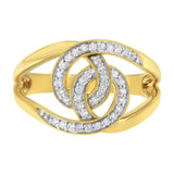14K Yellow Gold Plated .925 Sterling Silver 1/4 Cttw Diamond Interlocking Loop Open Shank Bypass Ring (I-J Color, I1-I2 Clarity)-2 thumbnail 3