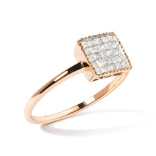 10K Rose Gold 1/3 Cttw Invisible Set Princess Cut Diamond Composite Square Shape Ring (H-I color, I1-I2 clarity)-2