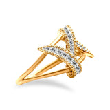 14K Yellow Gold Plated .925 Sterling Silver 1/4 Cttw Diamond Interlocking Bypass Ring (I-J Color, I1-I2 Clarity)-2 thumbnail 3